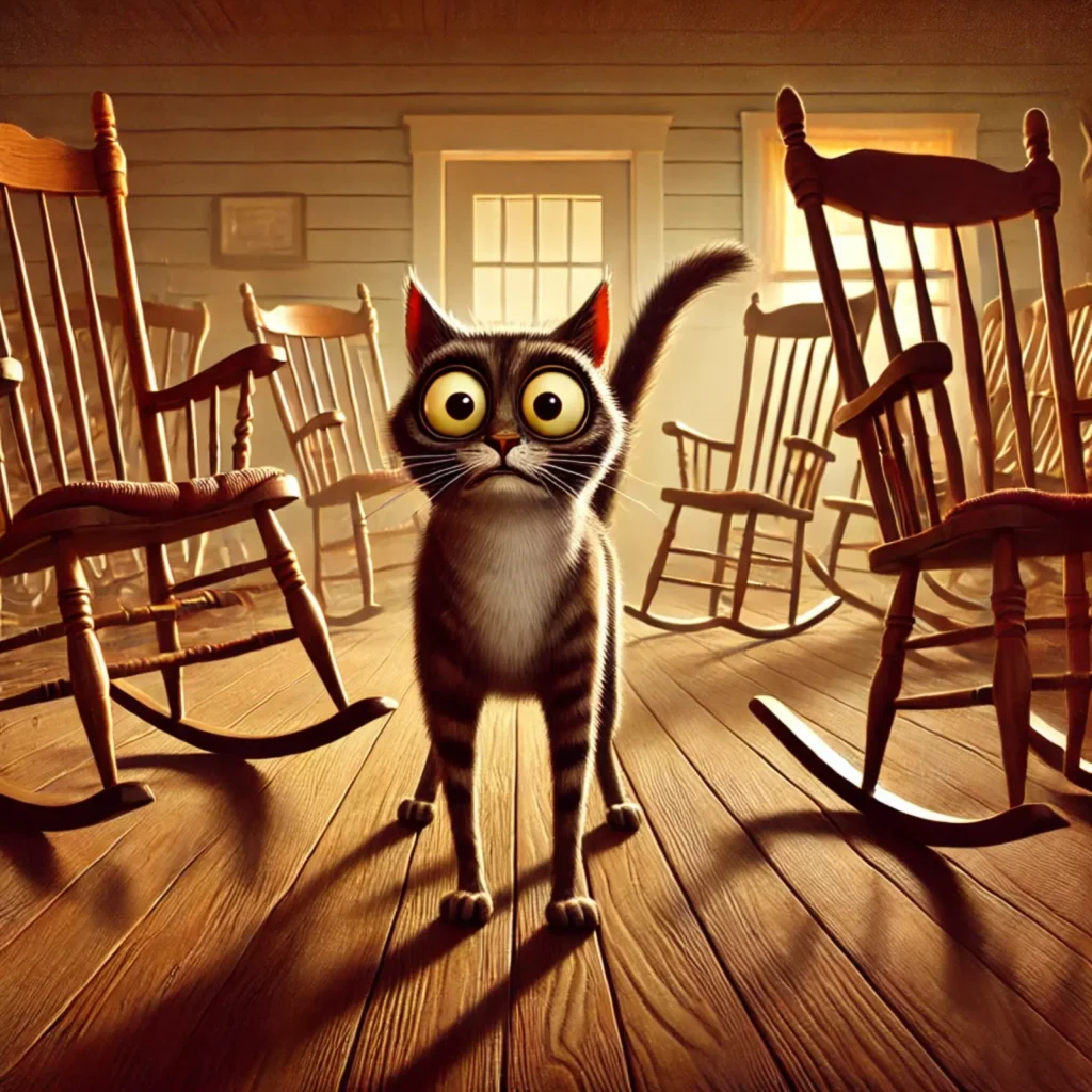 As anxious as a cat in a room full of rocking chairs
