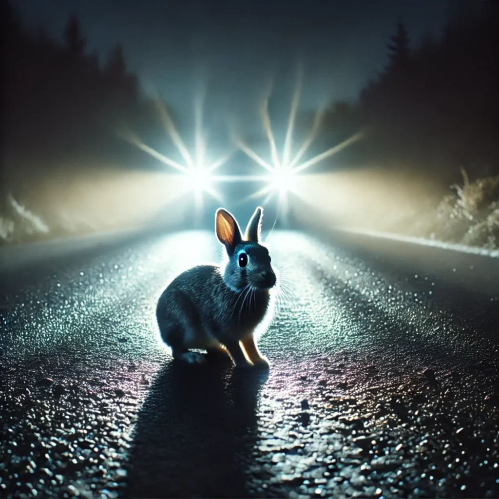 As fearful as a rabbit in the headlights