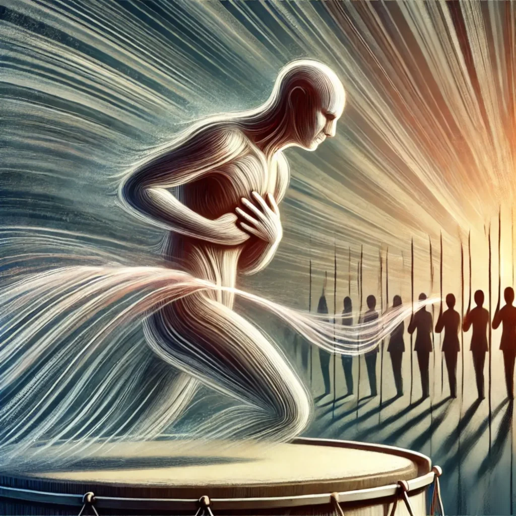 As shaking with fear as a drum in a panic march