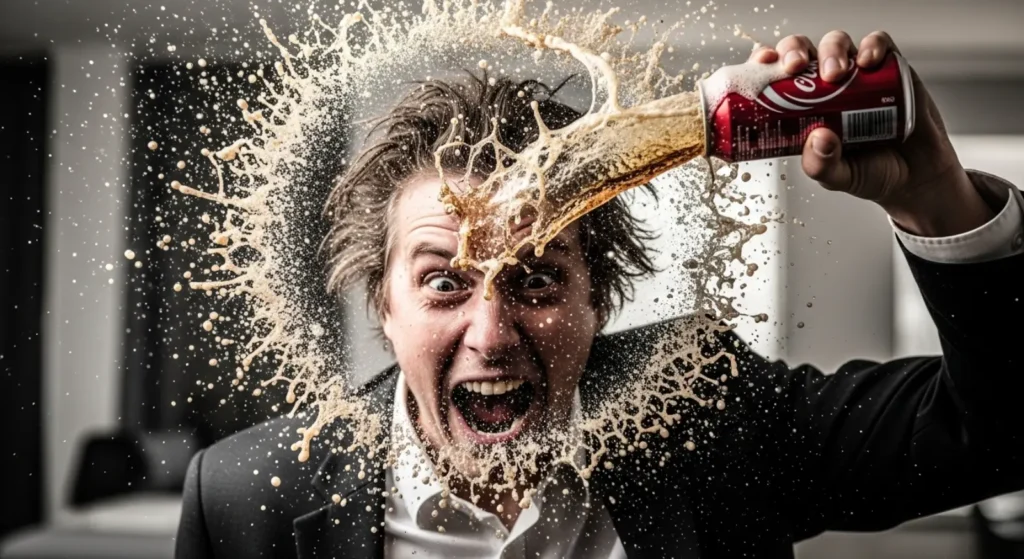 As mad as a shaken soda can