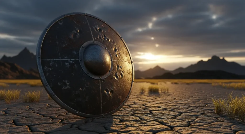 As brave as a shield raised alone