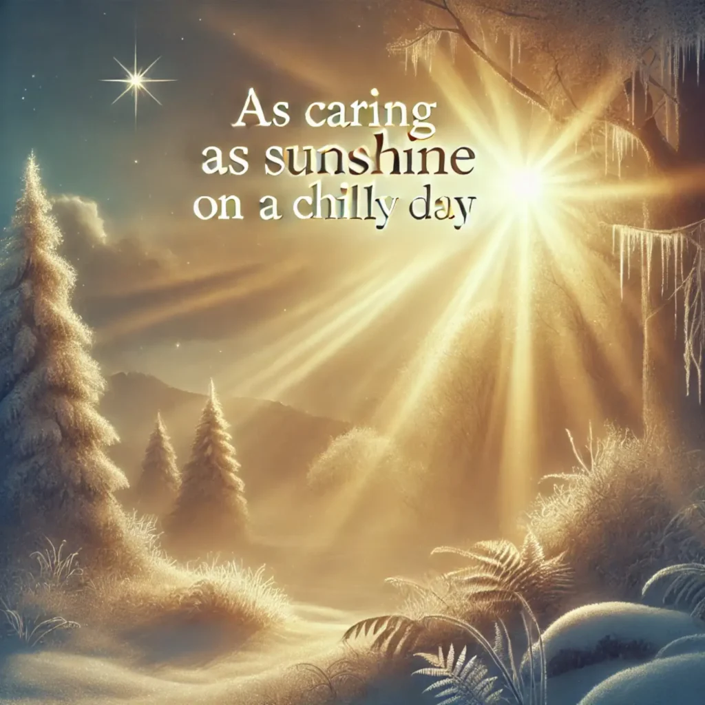 As caring as sunshine on a chilly day