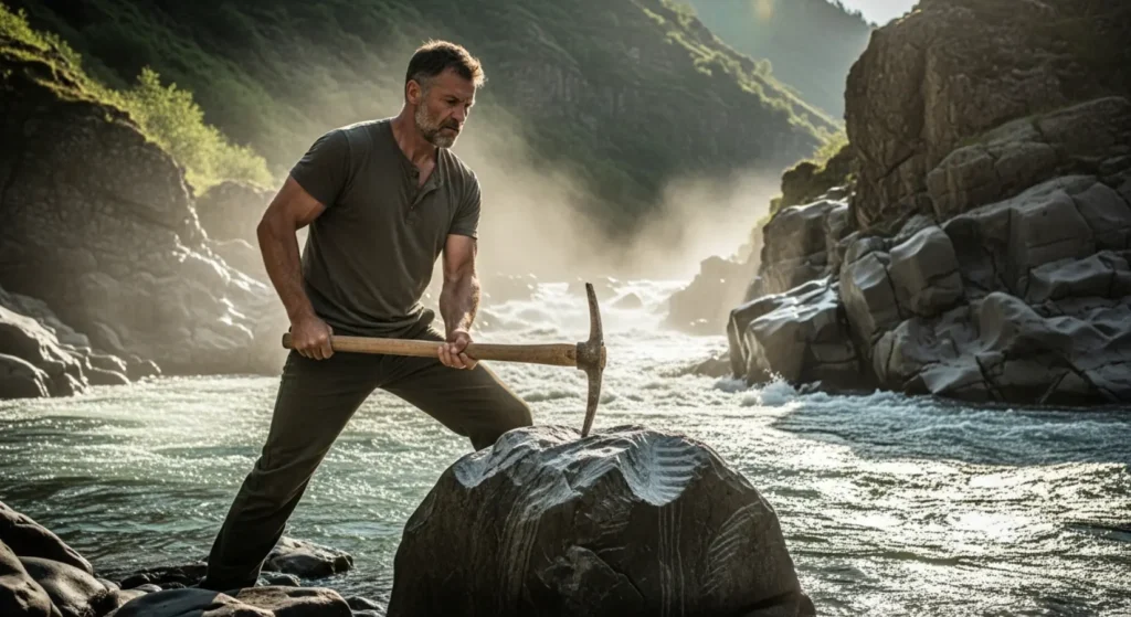 As determined as a river carving stone