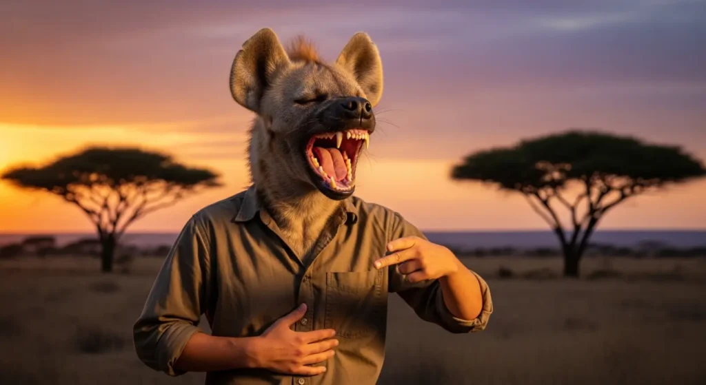 As laughing as a hyena