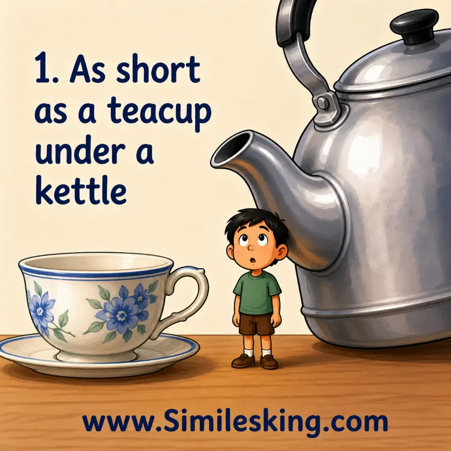 1. As short as a teacup under a kettle