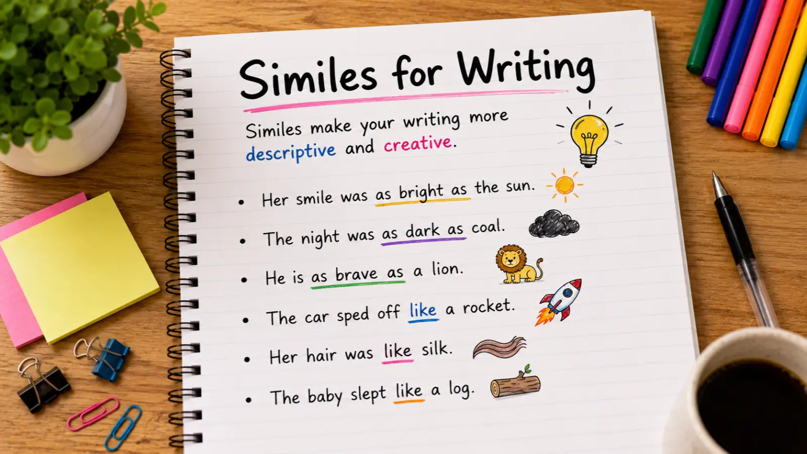 similes for writing