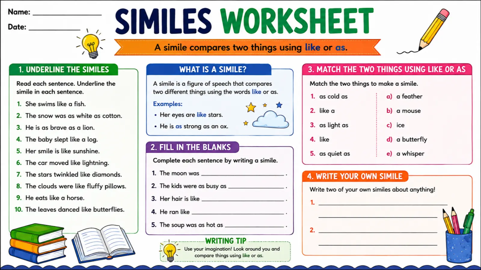 Similes Worksheet