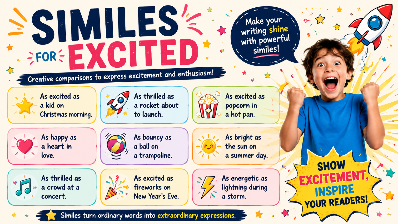 similes for excited