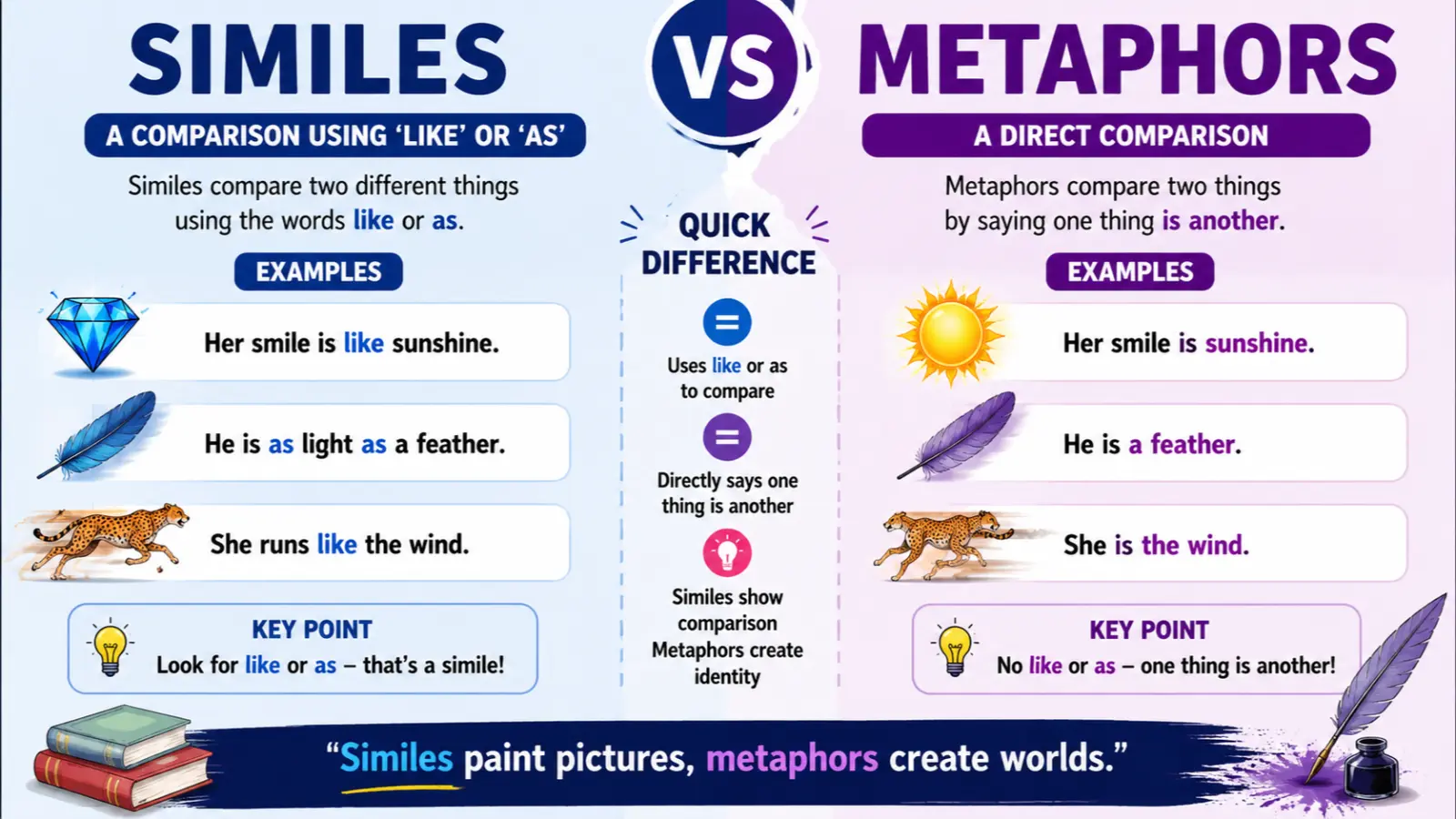 similes vs metaphors