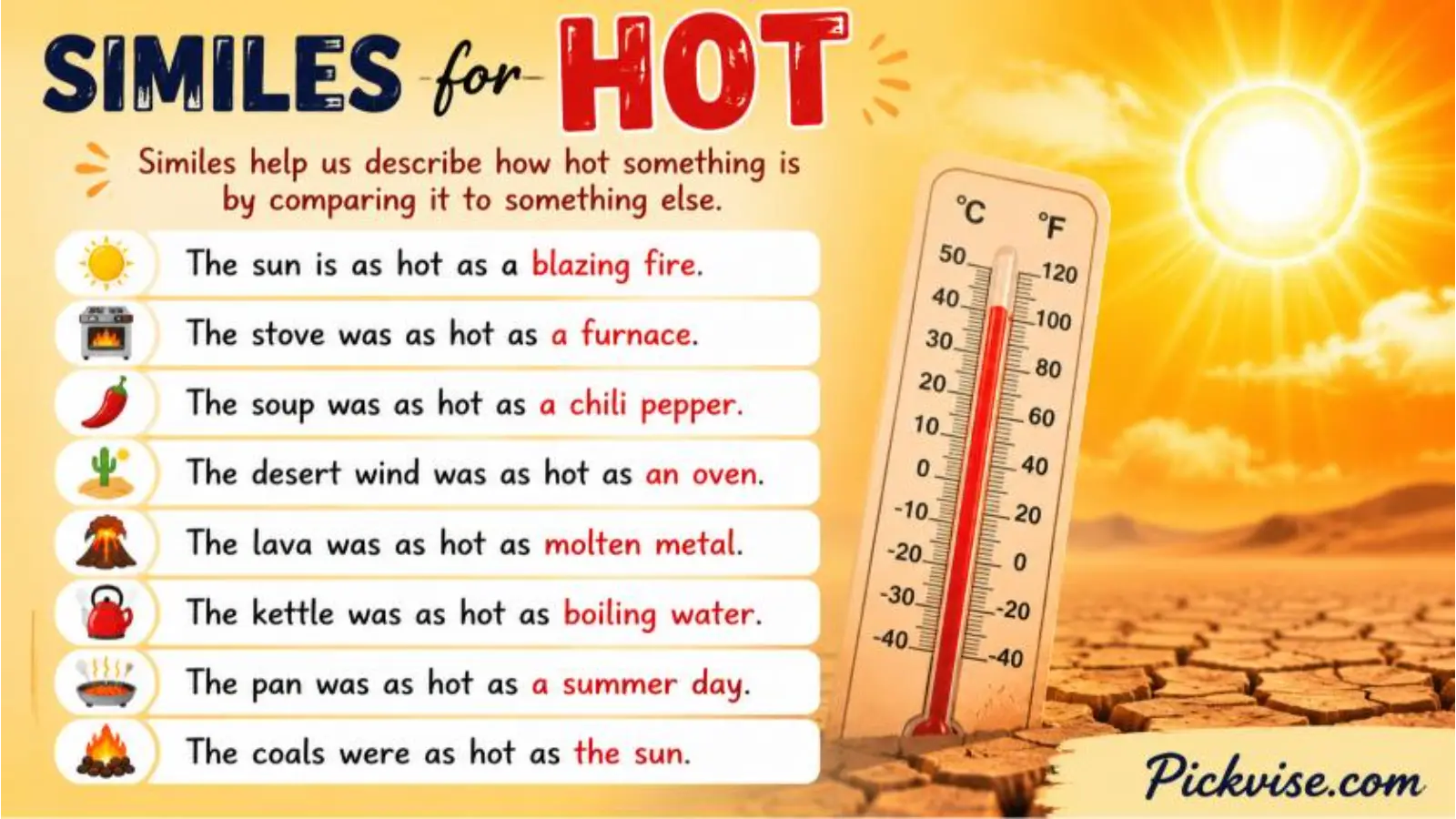 Similes for Hot