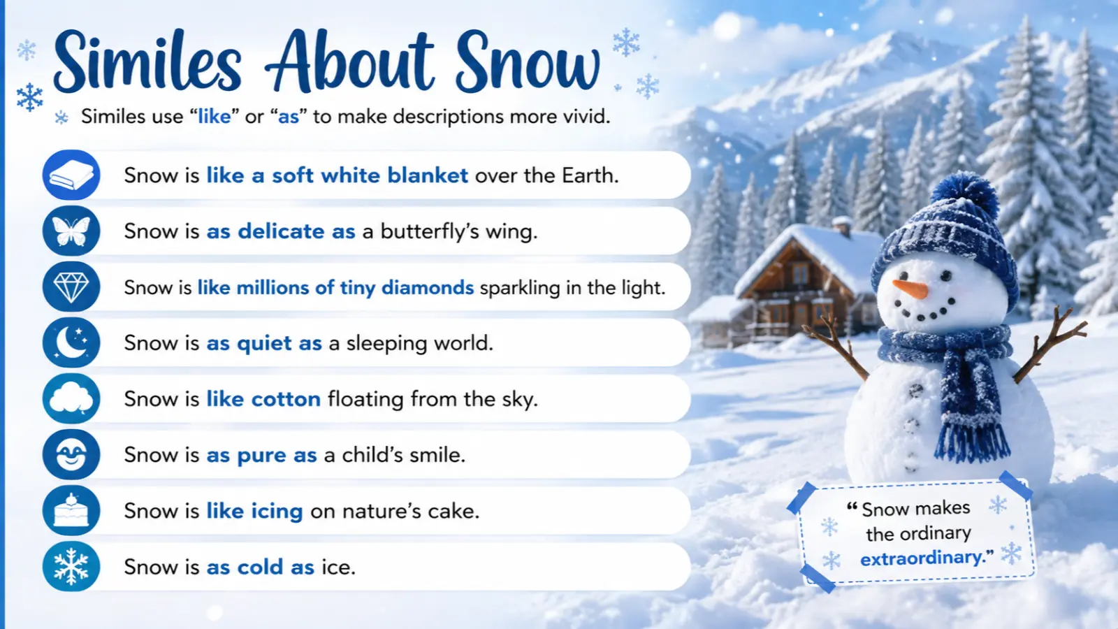similes about snow