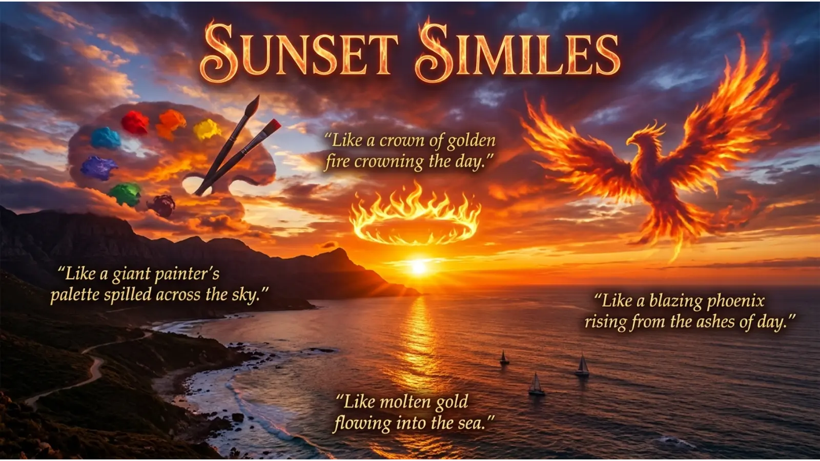 sunset similes